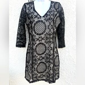 Lace lbd black medallion lined mini dress Jack by BB Dakota
